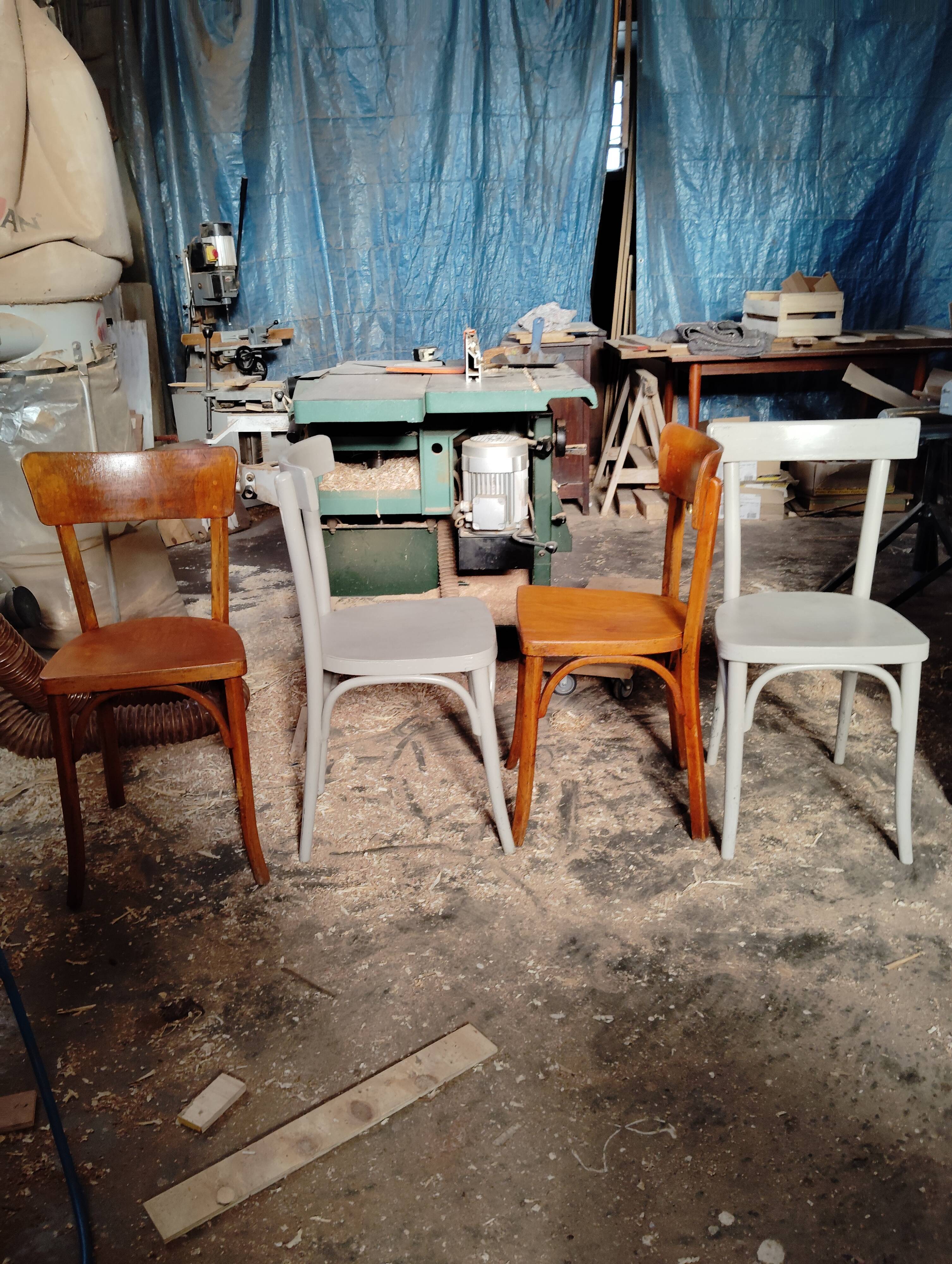 4 mismatched bistro chairs
