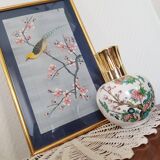 Japanese print on paper drawing of bird and flowers