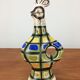 50s André L'Helguen ceramic rooster bottle for Keraluc Quimper
