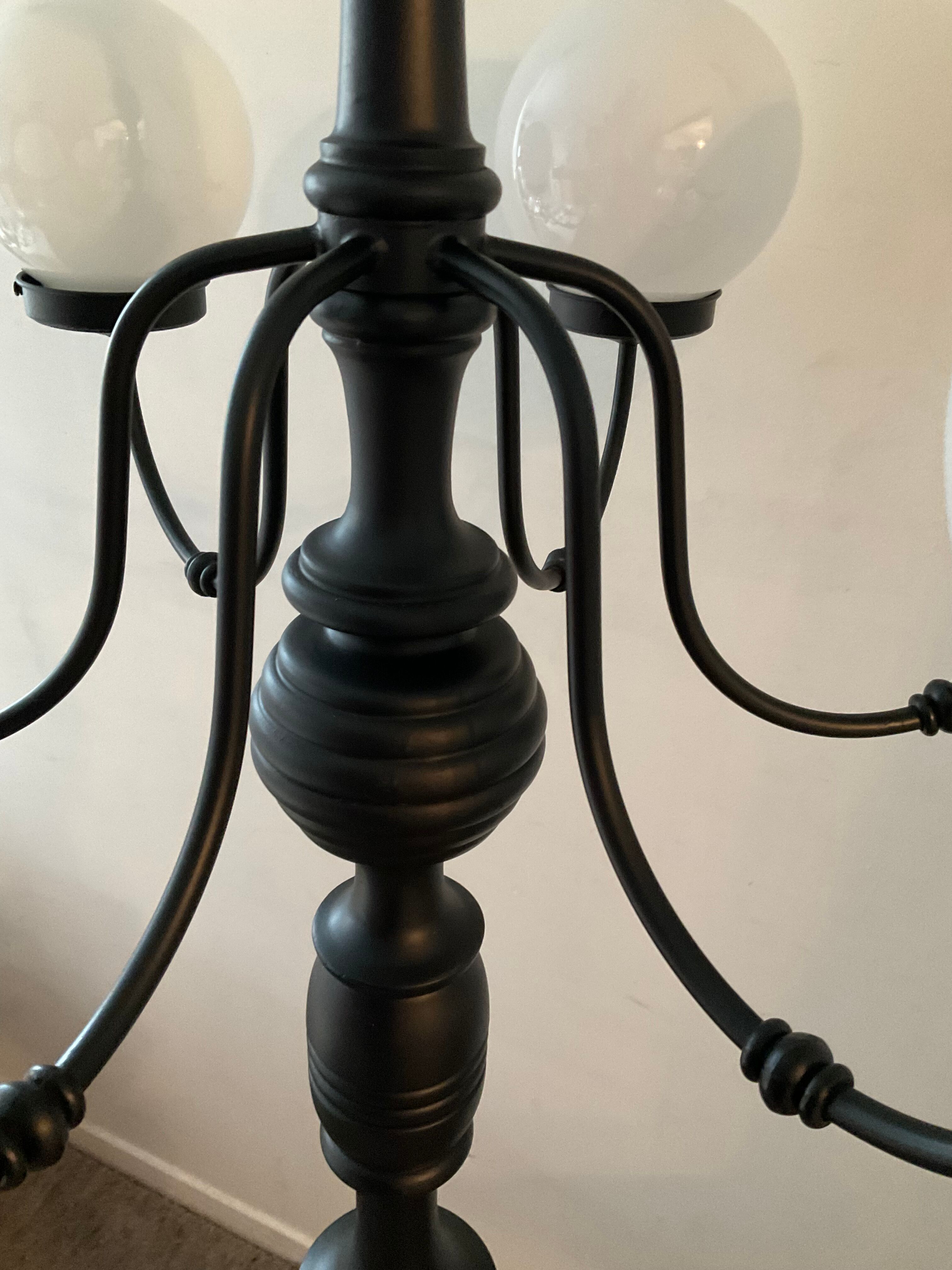 Vintage "Lamppost" in opaline and wood 6 fires