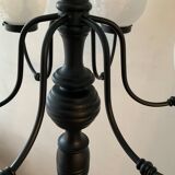 Vintage "Lamppost" in opaline and wood 6 fires