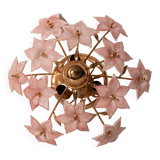 Charming Murano Vintage Ceiling Light Pink Flowers, 1970s
