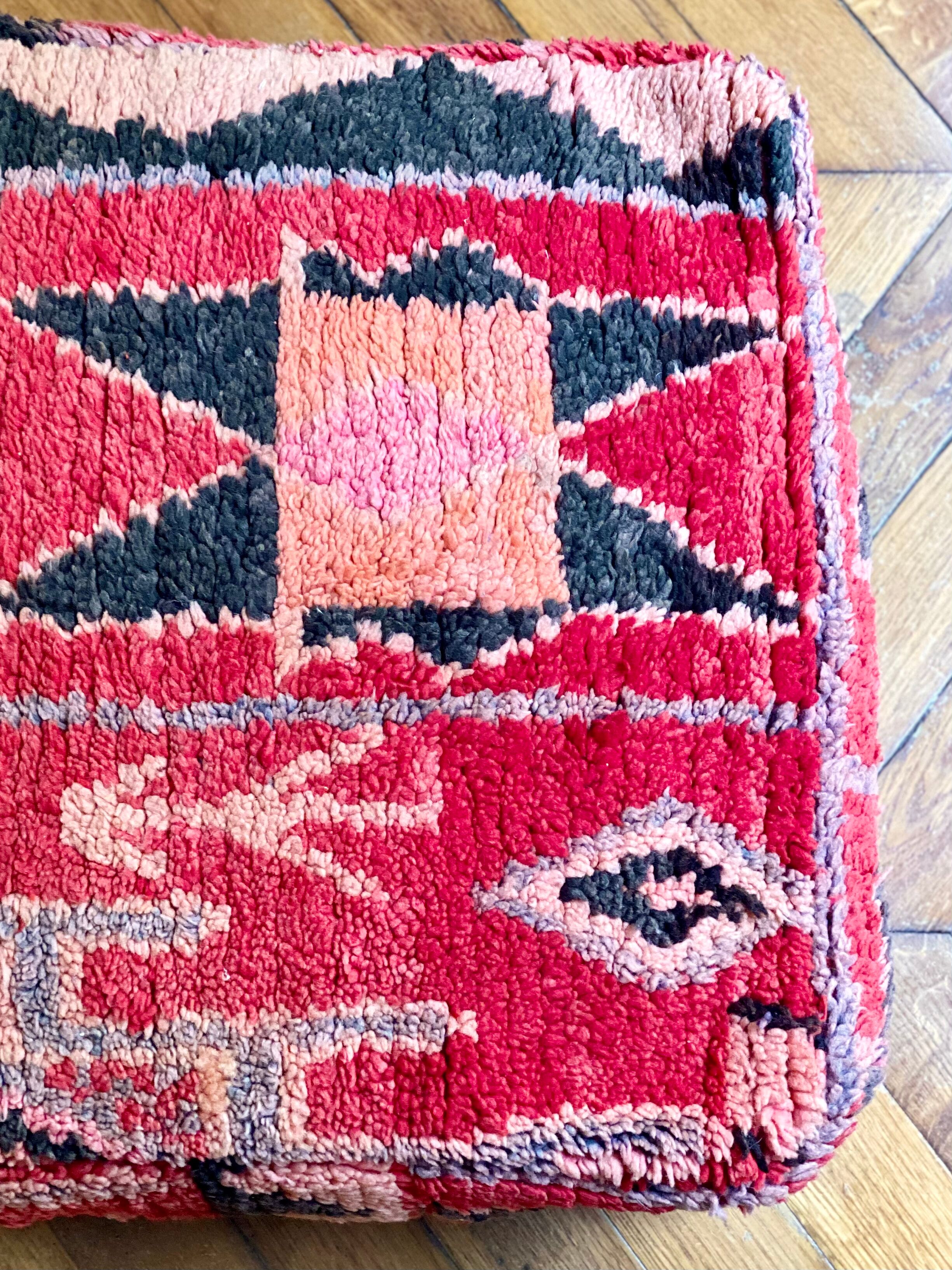 Pouf cushion of Moroccan Berber soil old vintage boujad