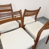 Set of 6 vintage Scandinavian chairs in teak and bouclette fabric from the 60s