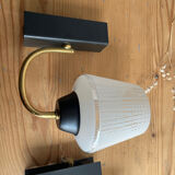 Pair of vintage glass/metal wall lights / circa 1950s 1960s