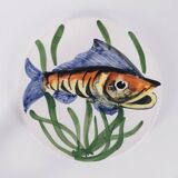 Vintage hand decorated plate signed Vallauris 60's