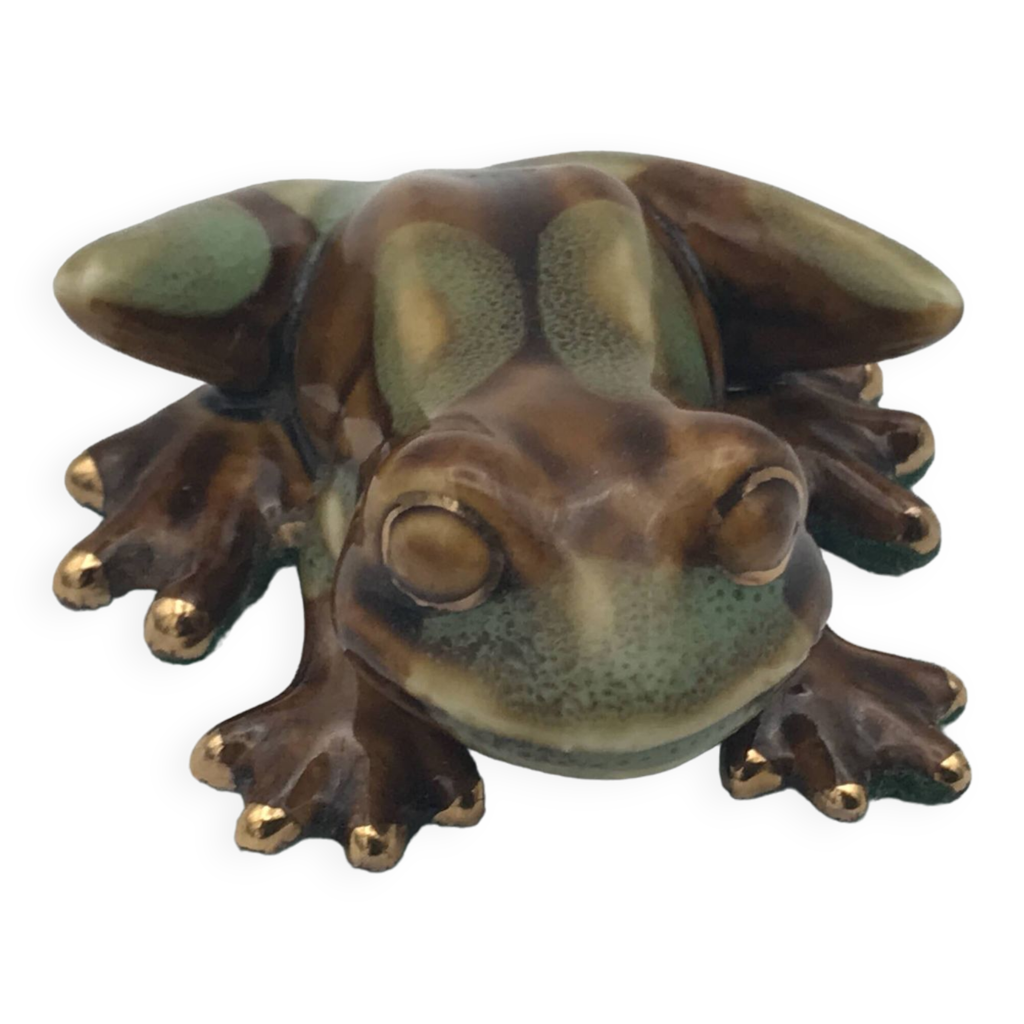 FROG figurine in enameled CERAMIC Vintage Golden Pond collection