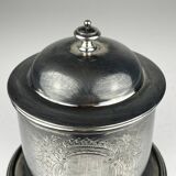 Antique silver biscuit box with silver plating by James Deakin & Sons, 1890s.