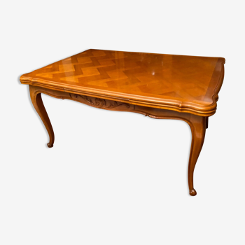 Table in solid cherry tree extensions Italian style Louis XV 240 cm