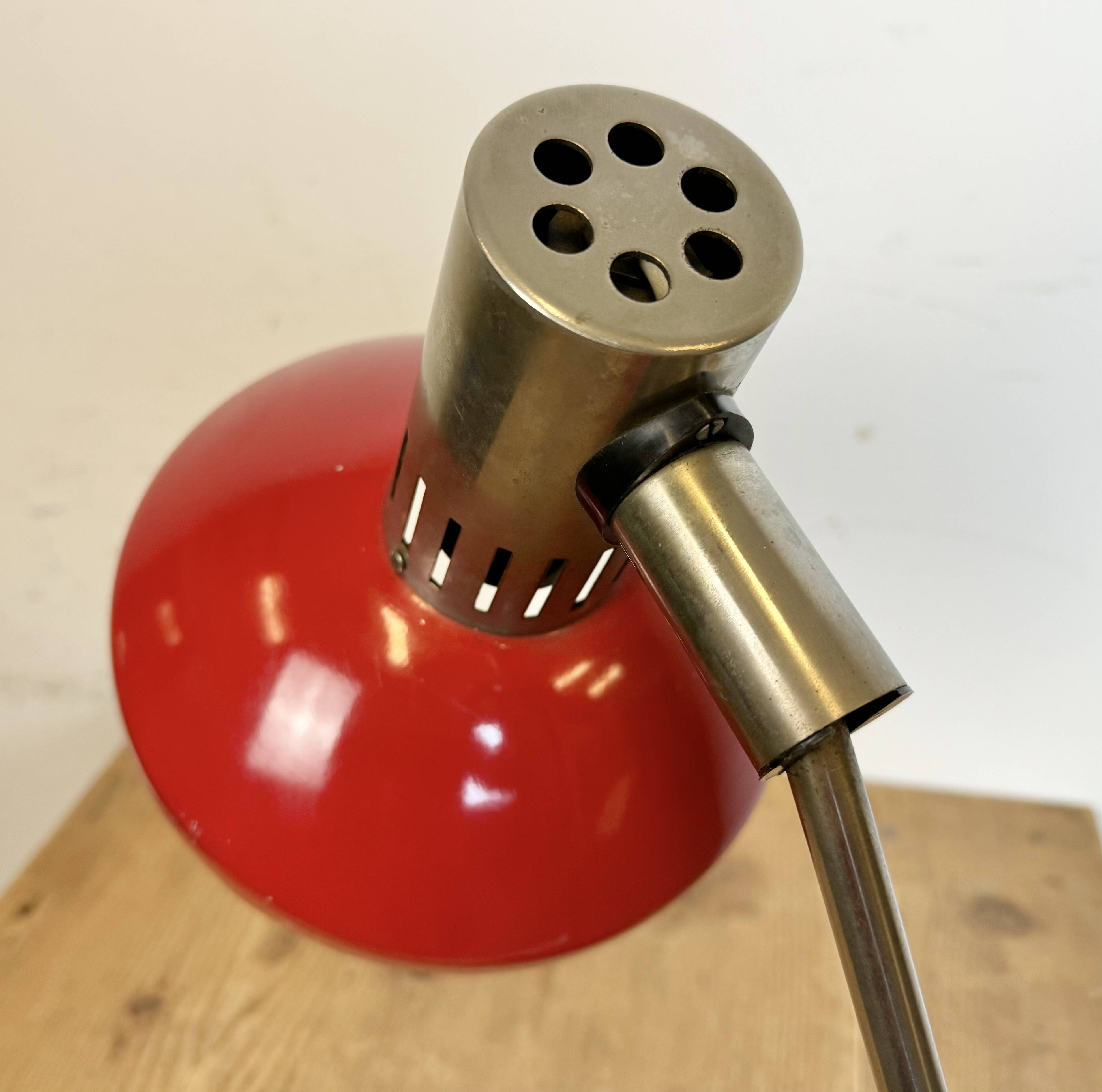 Vintage red east german table lamp from aka leuchten, 1970s