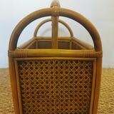 Vintage bamboo rattan and canning magazine holder