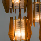Set of chandelier and wall lamp by Drevo Humpolec, 1970