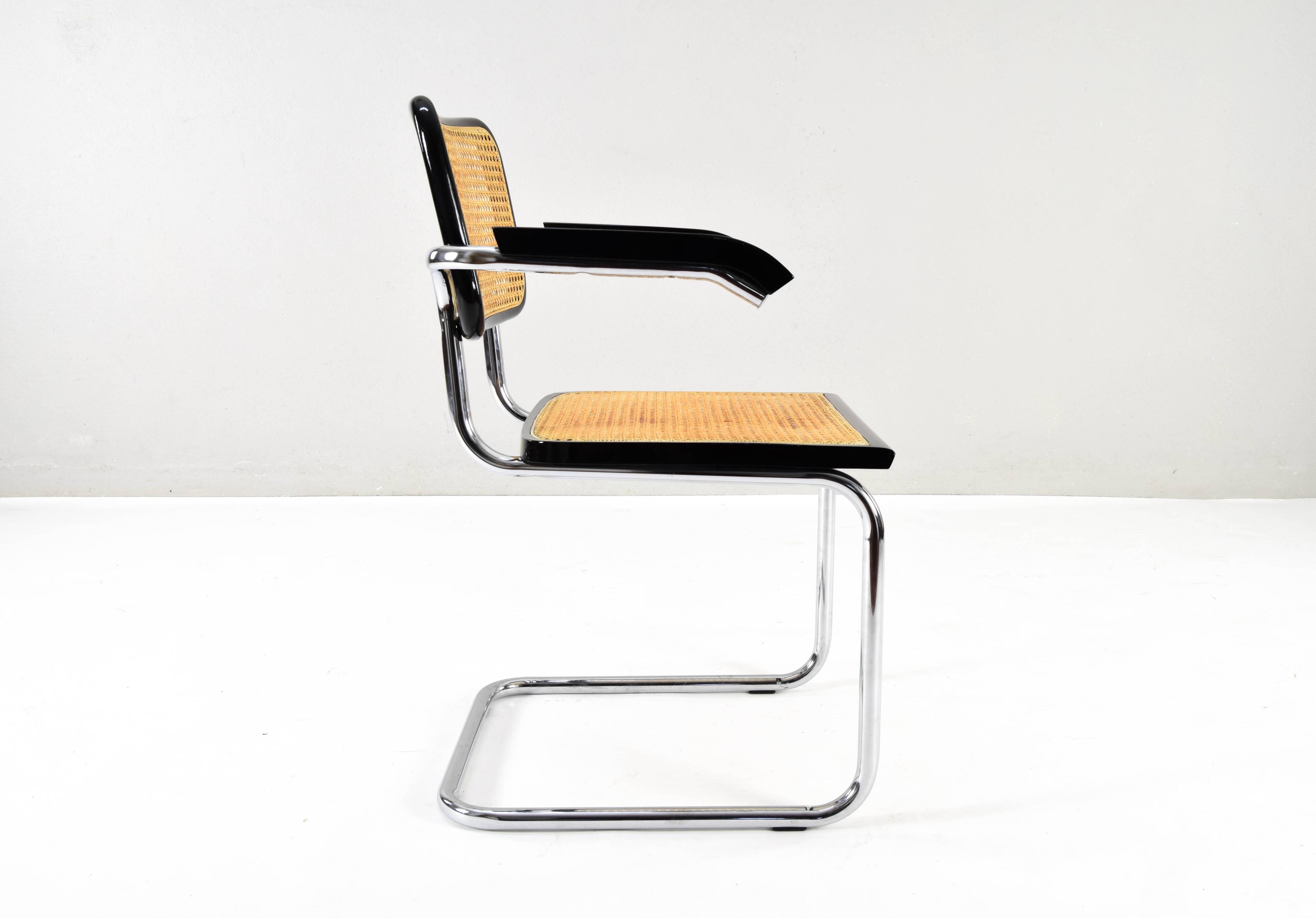 Set of Four Mid-Century Italian Modern Marcel Breuer B64 Cesca Chairs, 1970