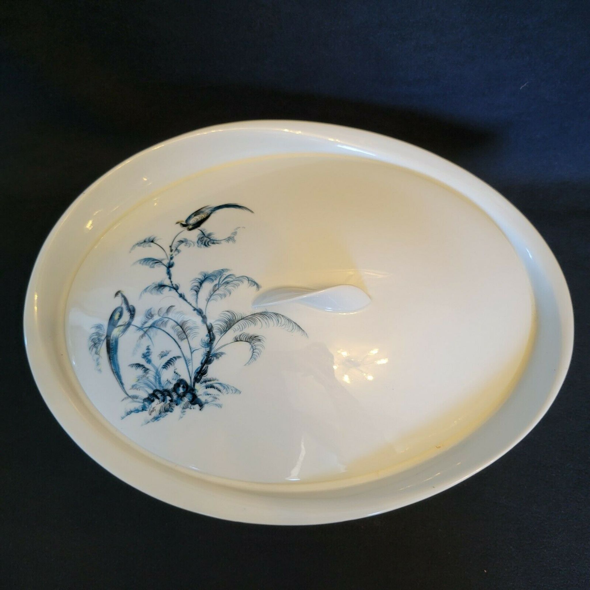 Vegetable soup kitchen Alfred Lanternier & Co Limoges blue peacock décor