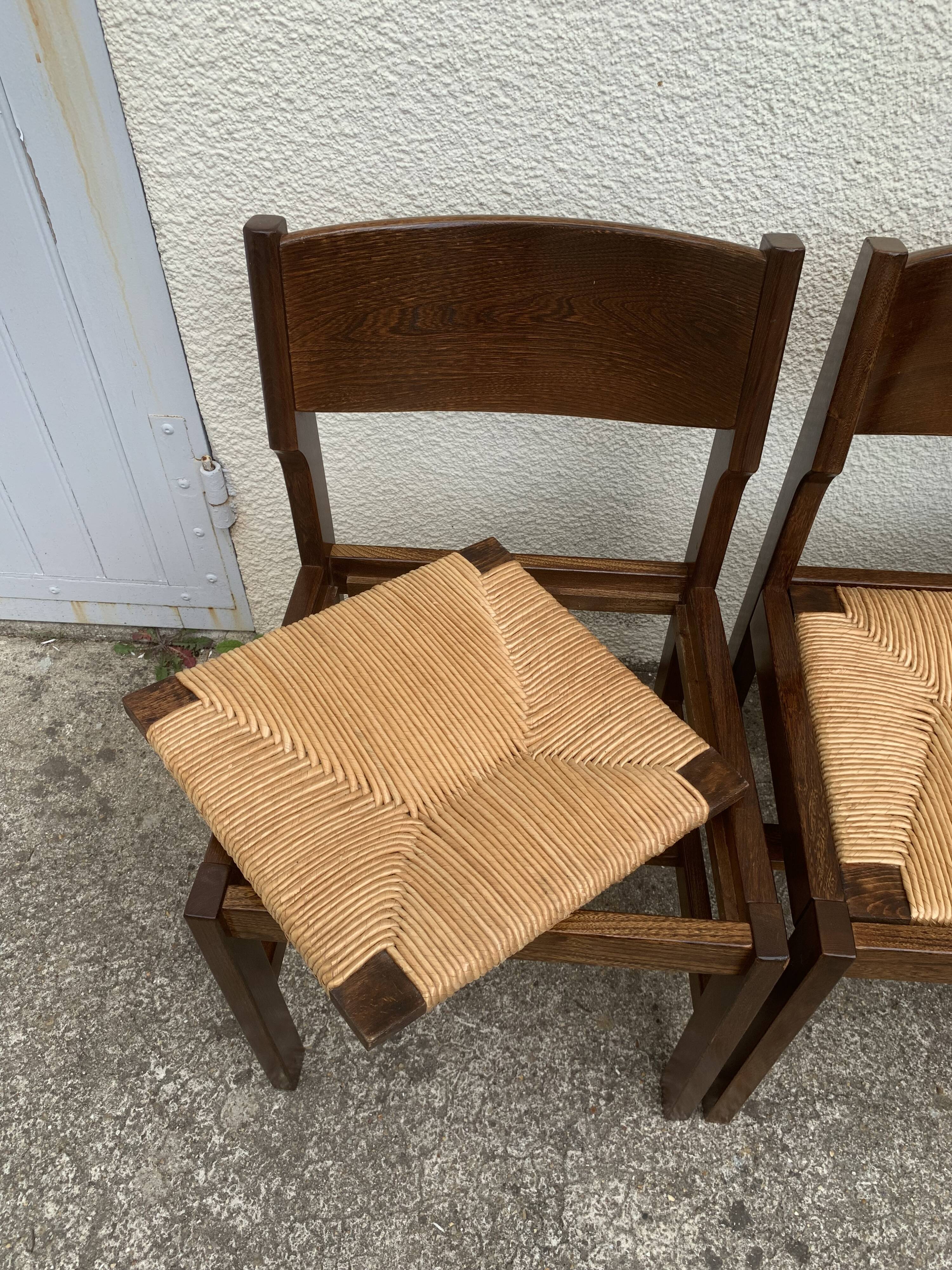 Mulched chairs in vintage solid elm 1960