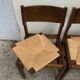 Vintage 1960s solid elm straw chairs