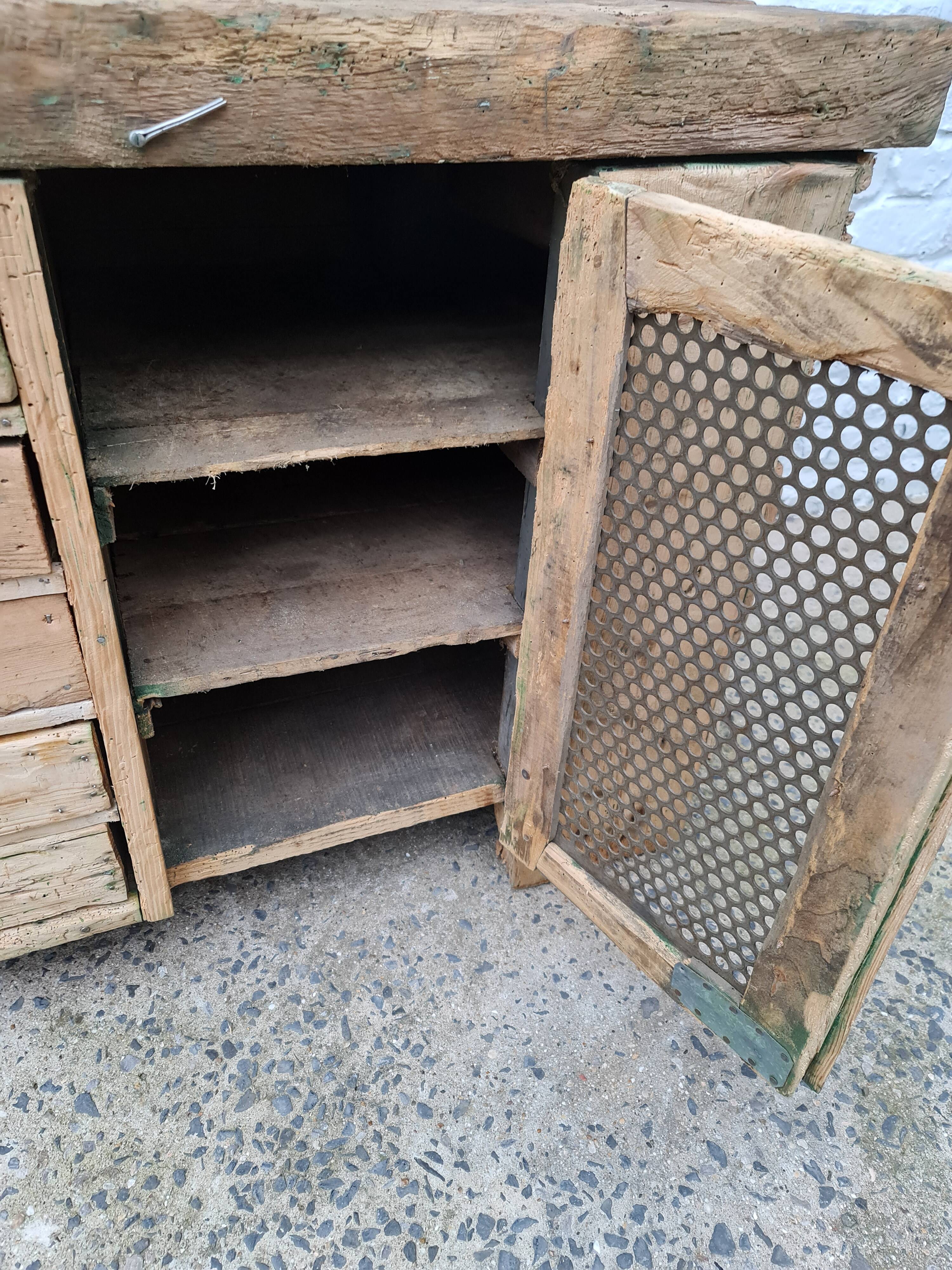 Old established a door and five drawers raw wood