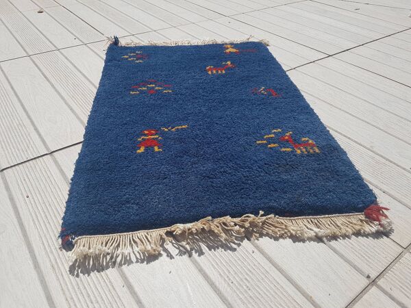 tapis berbère gabbeh fait main 100% laine 35x72cm