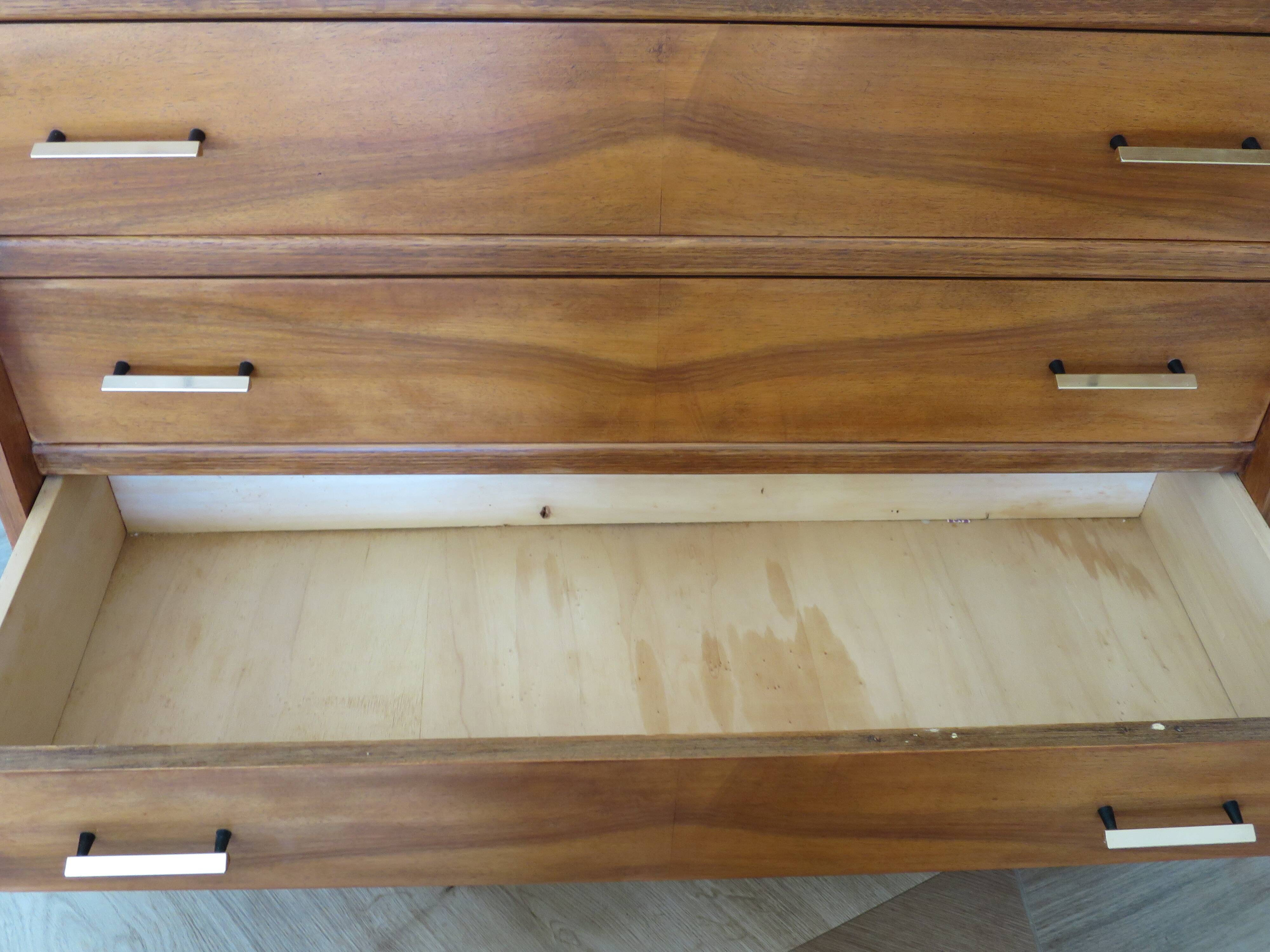 Cabinetmaker's chest of drawers - 4 drawers - golden oak - with oblique profile - compass feet - 1950