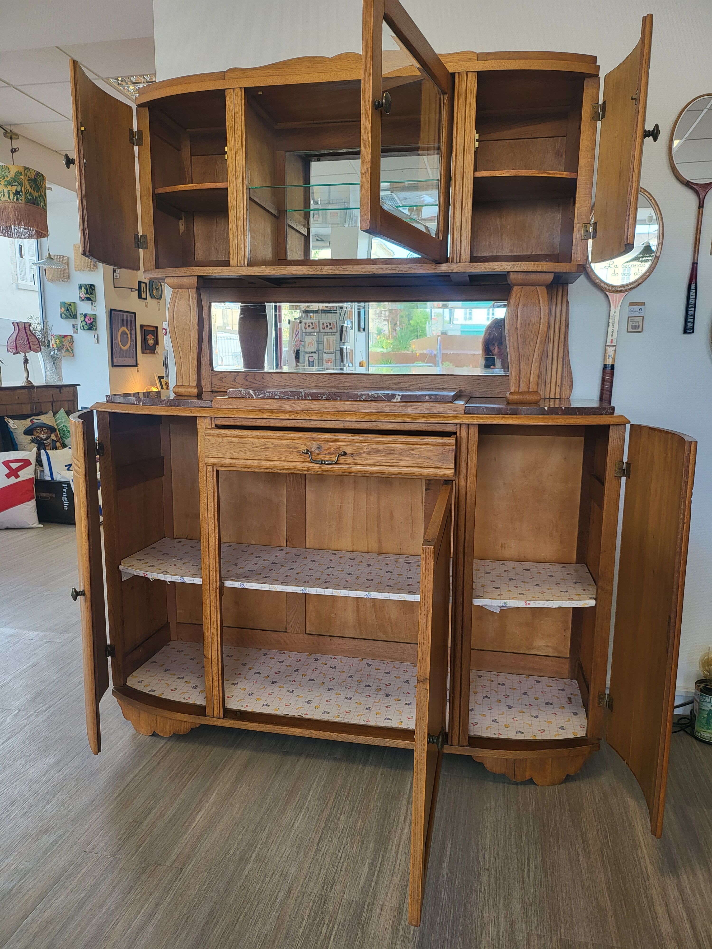 Solid wood and vintage marble