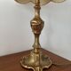 Antique brass lamp - bronze lampshade with toile de Jouy – Vintage lamp