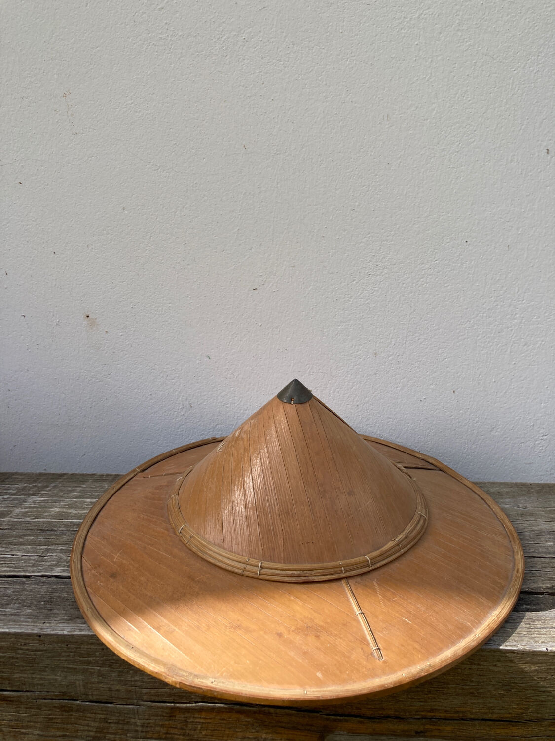Asian hat in bamboo and vintage metal