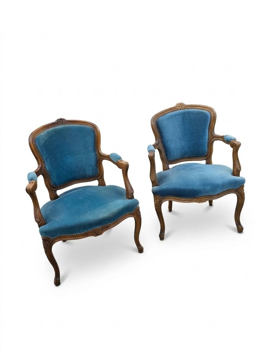 Pair of Louis XV style cabriolet armchairs