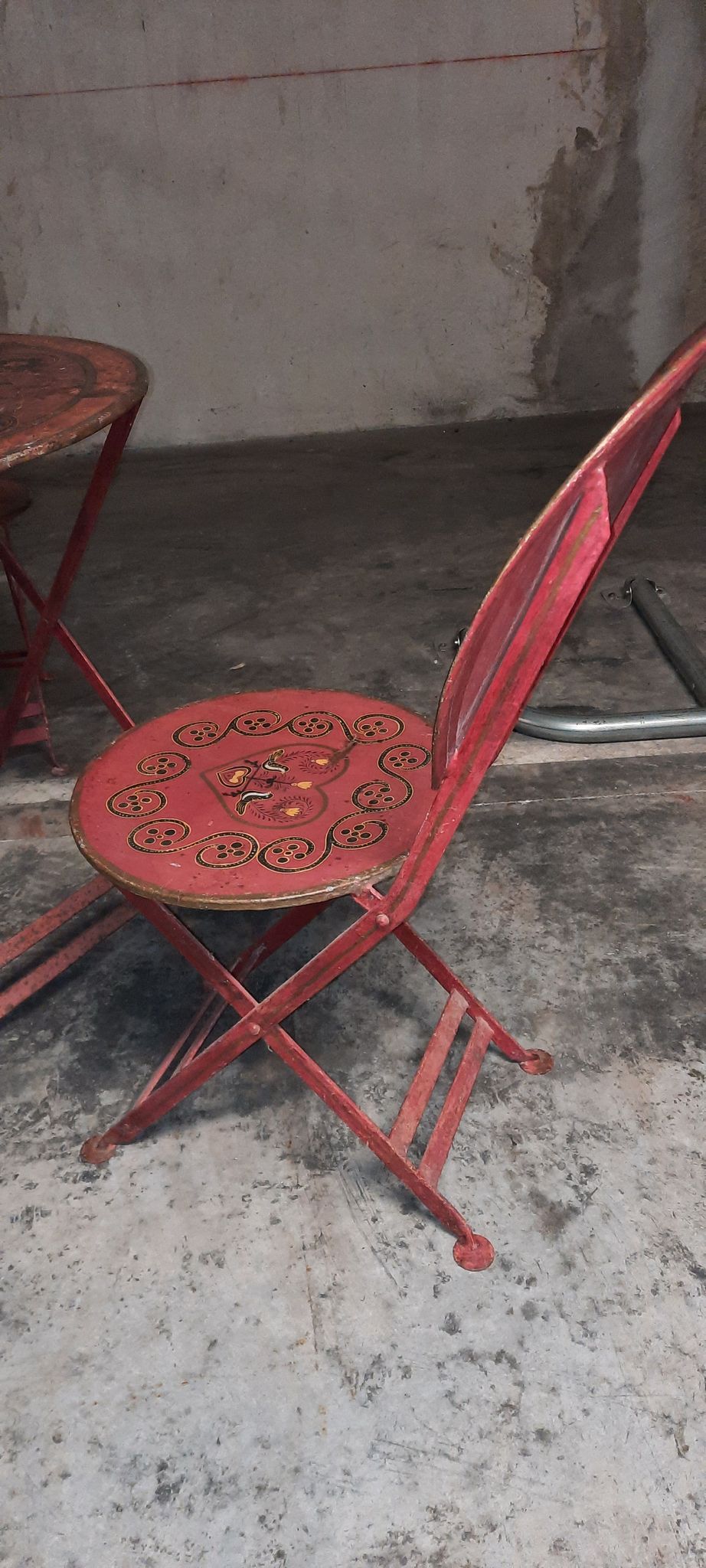 Sheet metal table and chairs