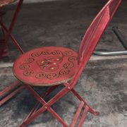 Sheet metal table and chairs