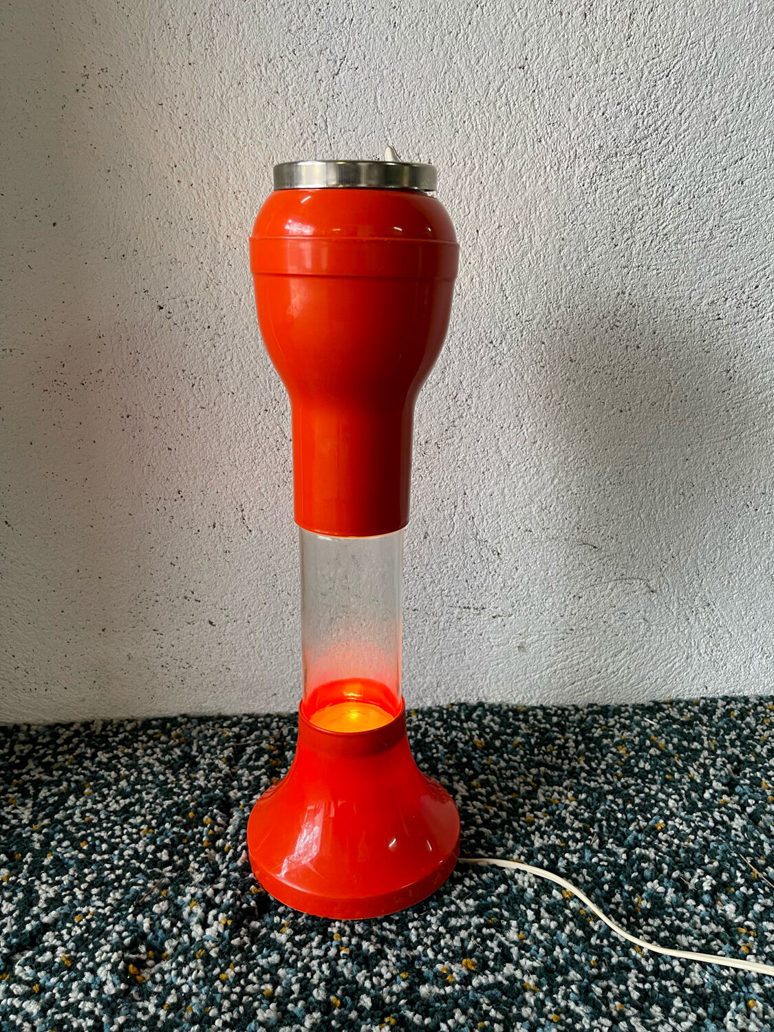 Large floor ashtray lamp tulip space age, with aquatic lighting 70s