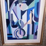 Cubist gouache painting, still life, anonymous 1970