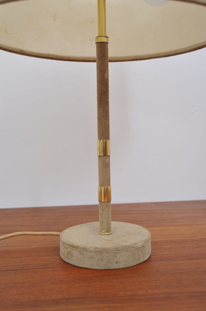 Suede table lamp, 1950s