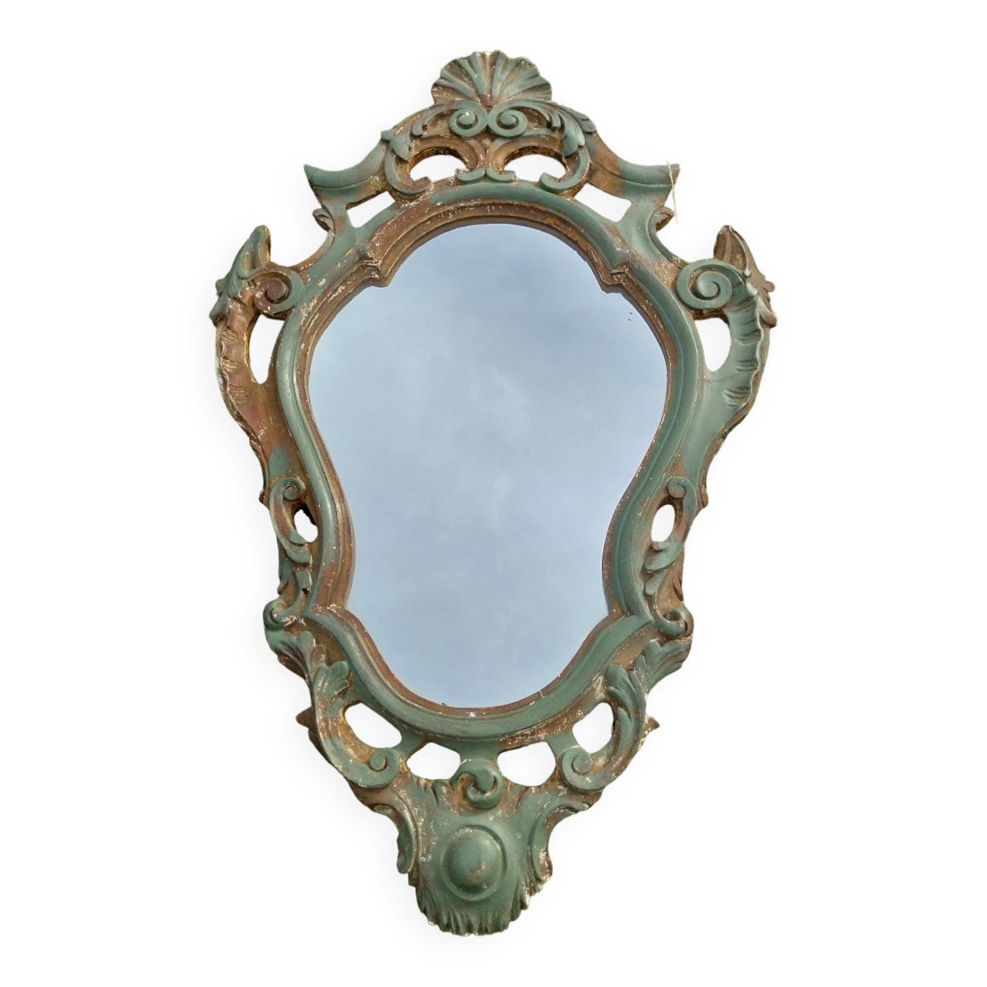 Miroir en bois patiné de style Vénitien