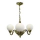 1930s Czech Neo-Baroque Brass Chandelier with Opaline Glass Globes
