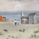 François baboulet 1914-2010. at the beach. oil: paper mounted on canvas.