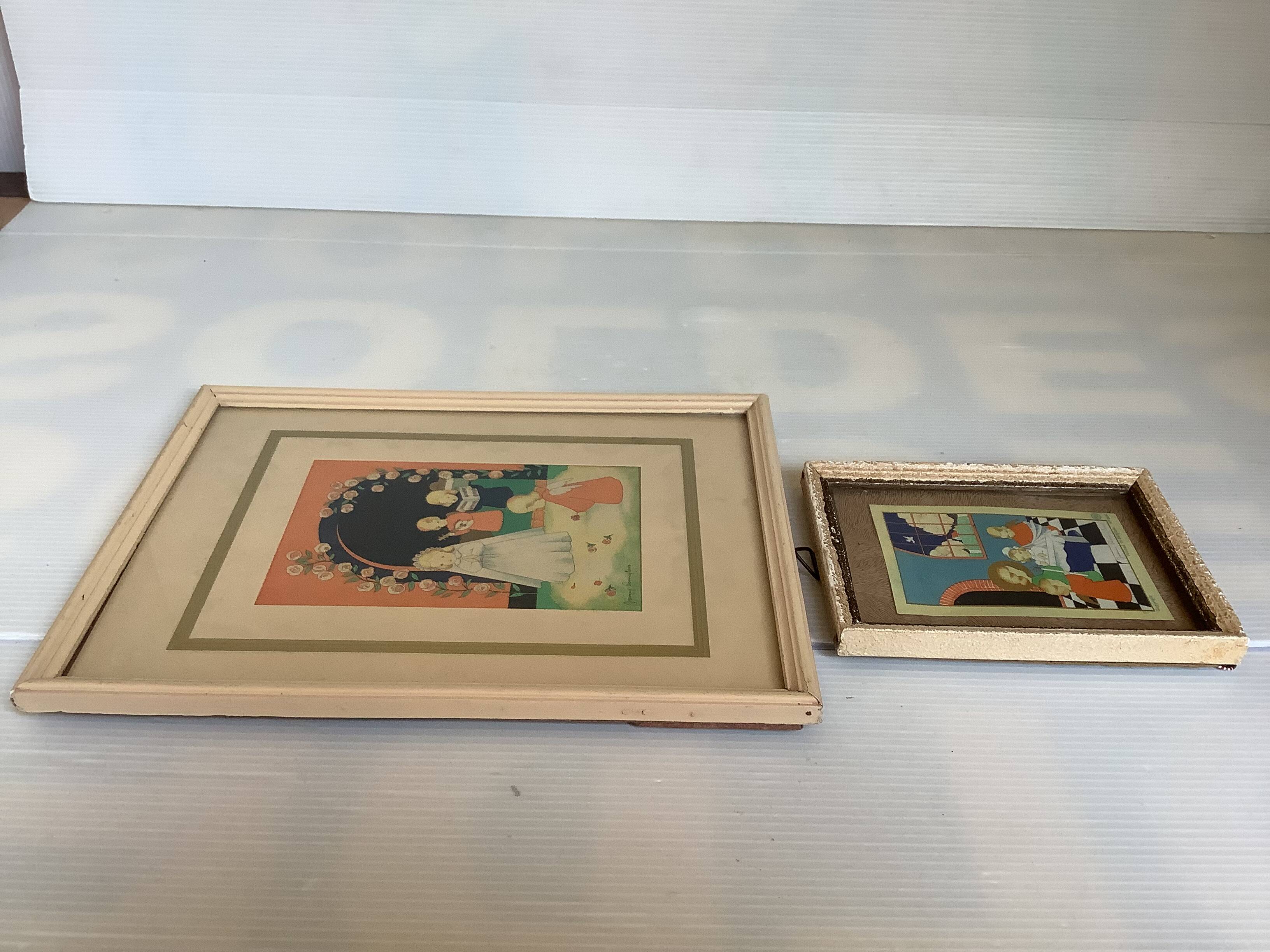 Pair of frames with religious illustrations