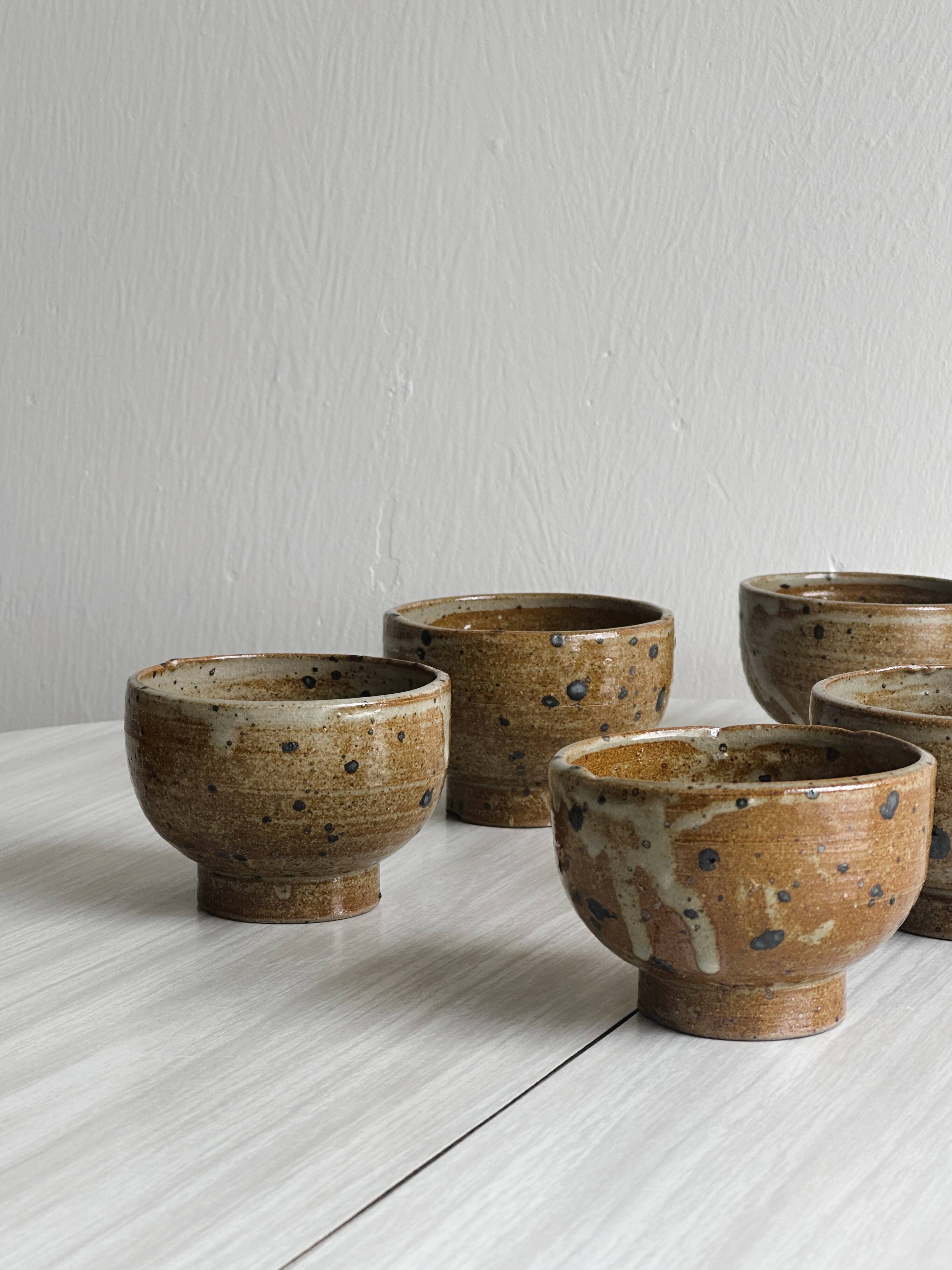 6 small artisanal pyrite sandstone cups.