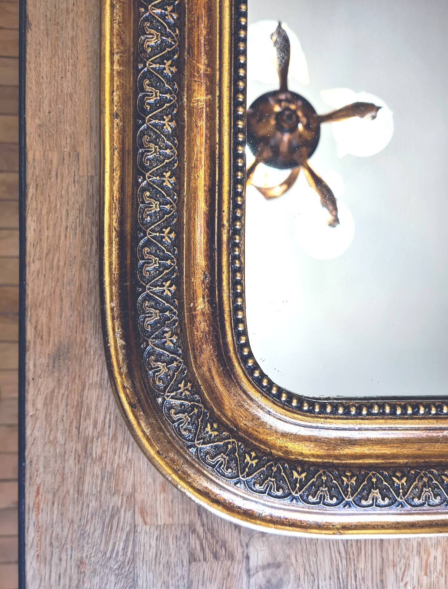 Antique large Louis Philippe mirror, decorated with gilt leaf - "Claude"