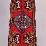 Small Vintage Turkish Rug 103x51 cm, Short Runner, Tribal, Shabby Chic