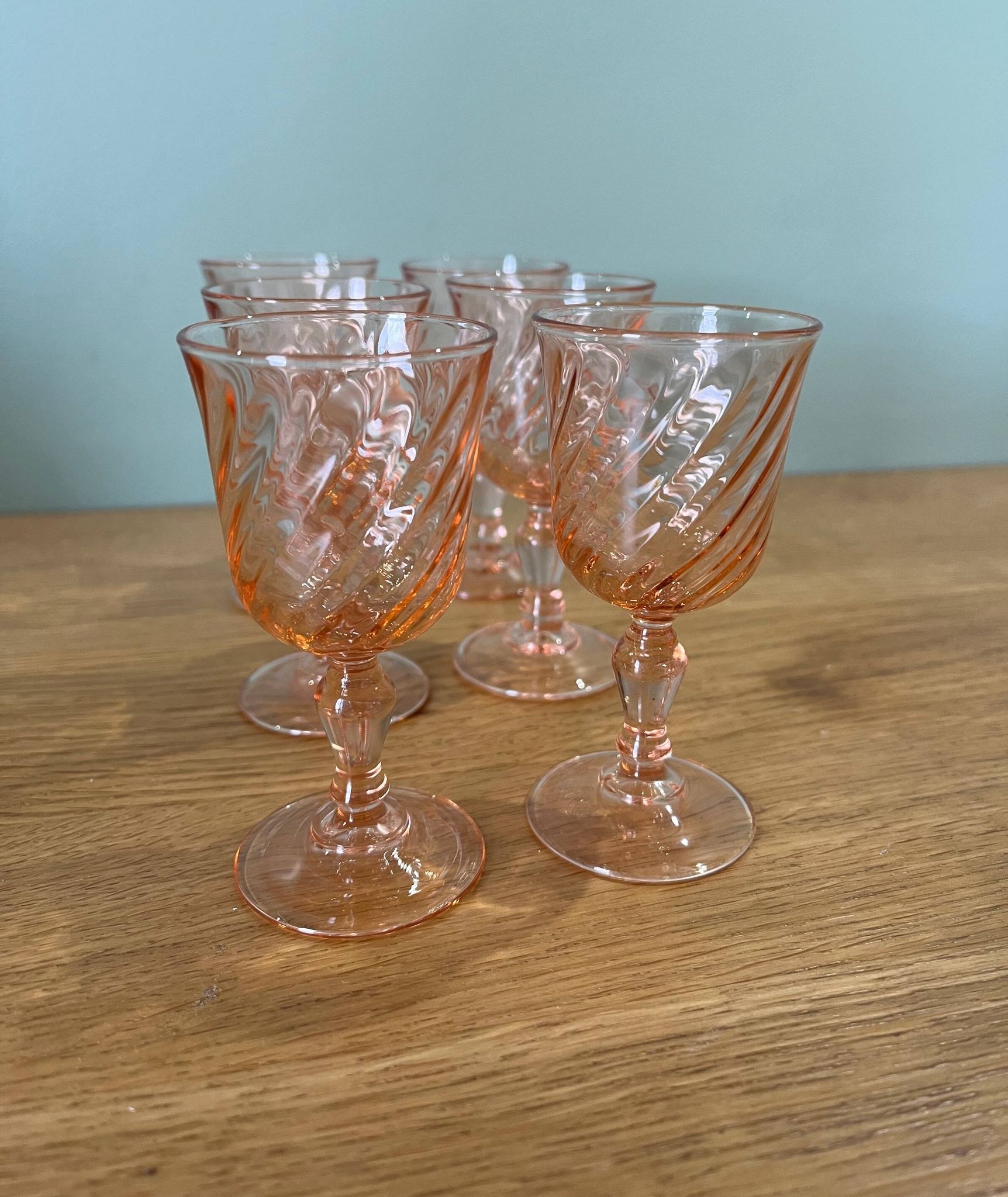 6 Rosaline twisted liqueur glasses