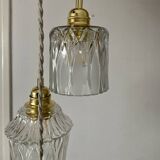 Vintage triple globe pendant light in molded glass