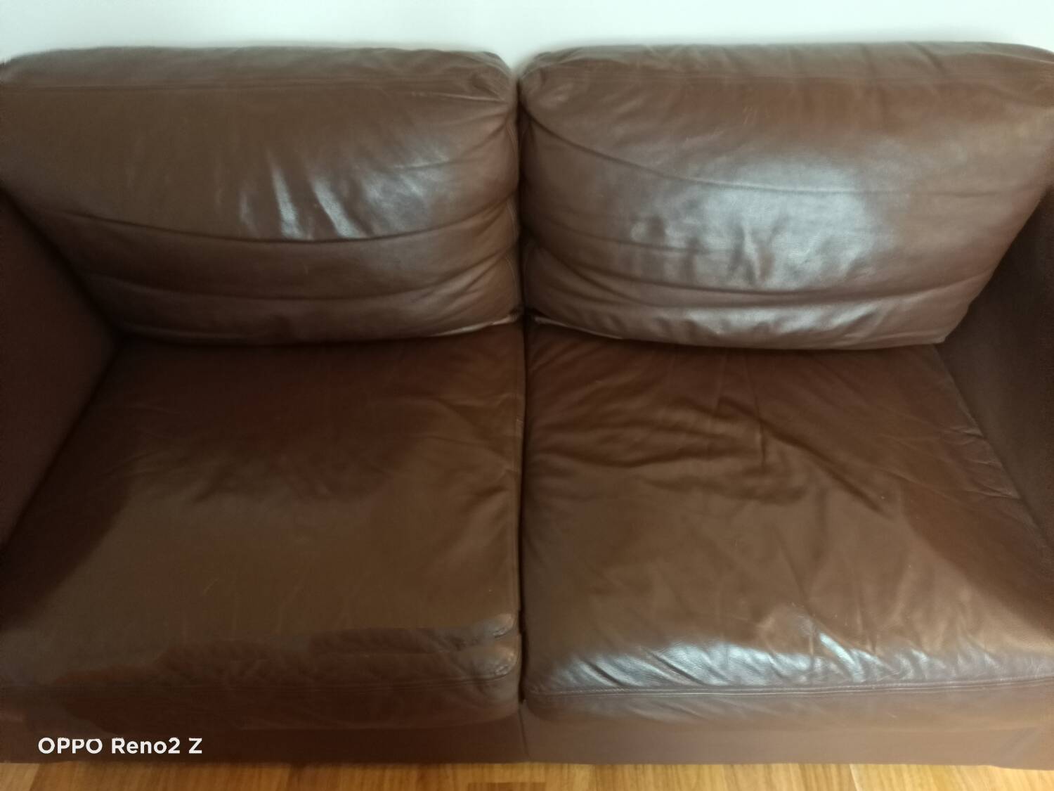 Brown leather sofa