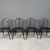 Vintage ebonized ercol dining chairs, 1950s