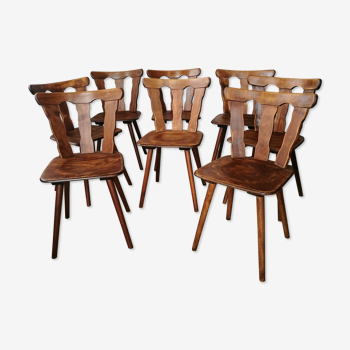 Set of 8 wooden bistro chairs