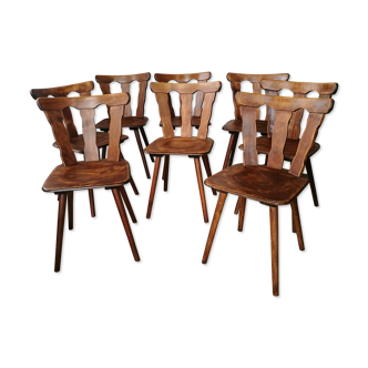 Set of 8 wooden bistro chairs
