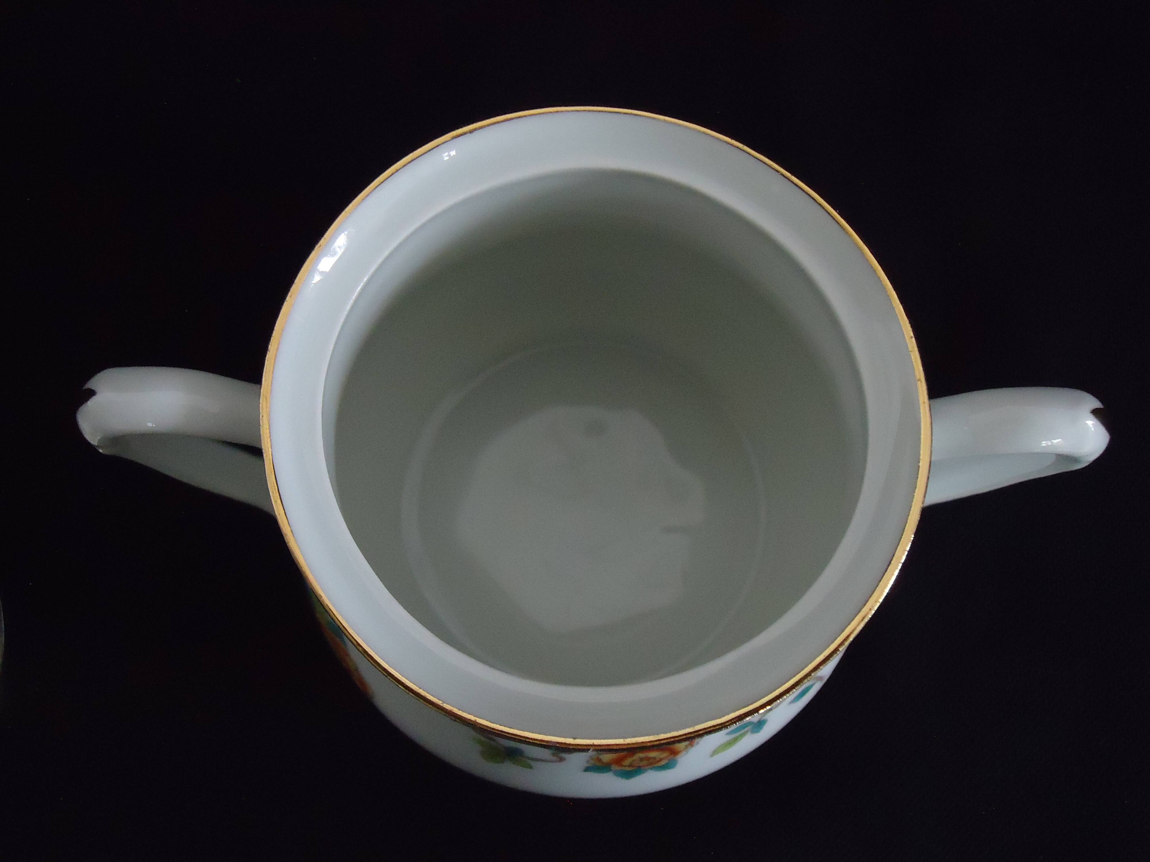 Limoges sugar bowl Michelaud freres exotic bird motif “indiana”