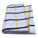 Ecru Basque fabric tablecloth with yellow and navy checks