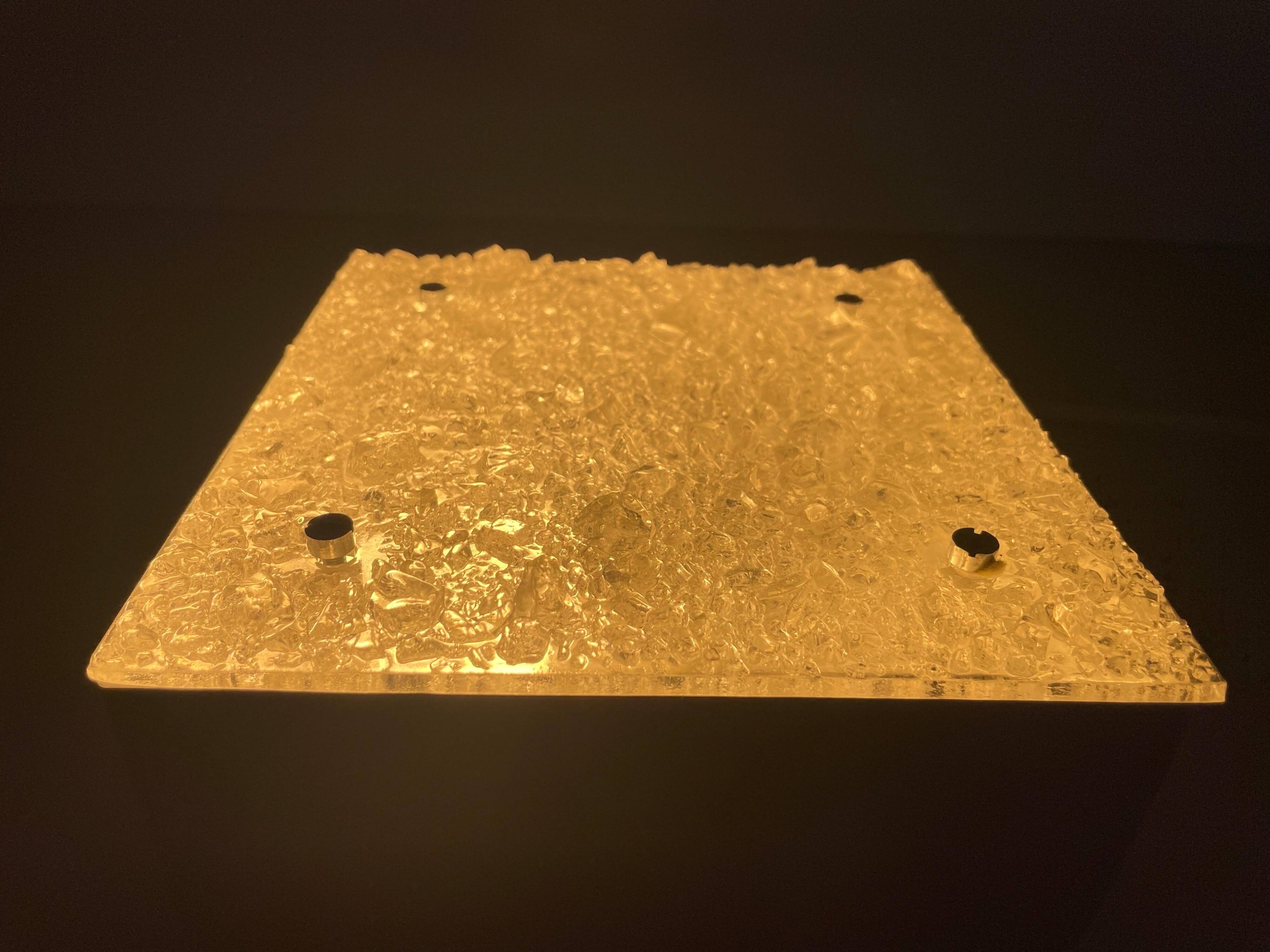 Recessed ceiling light in crystal, glass and metal, square design, 1960s, Germany