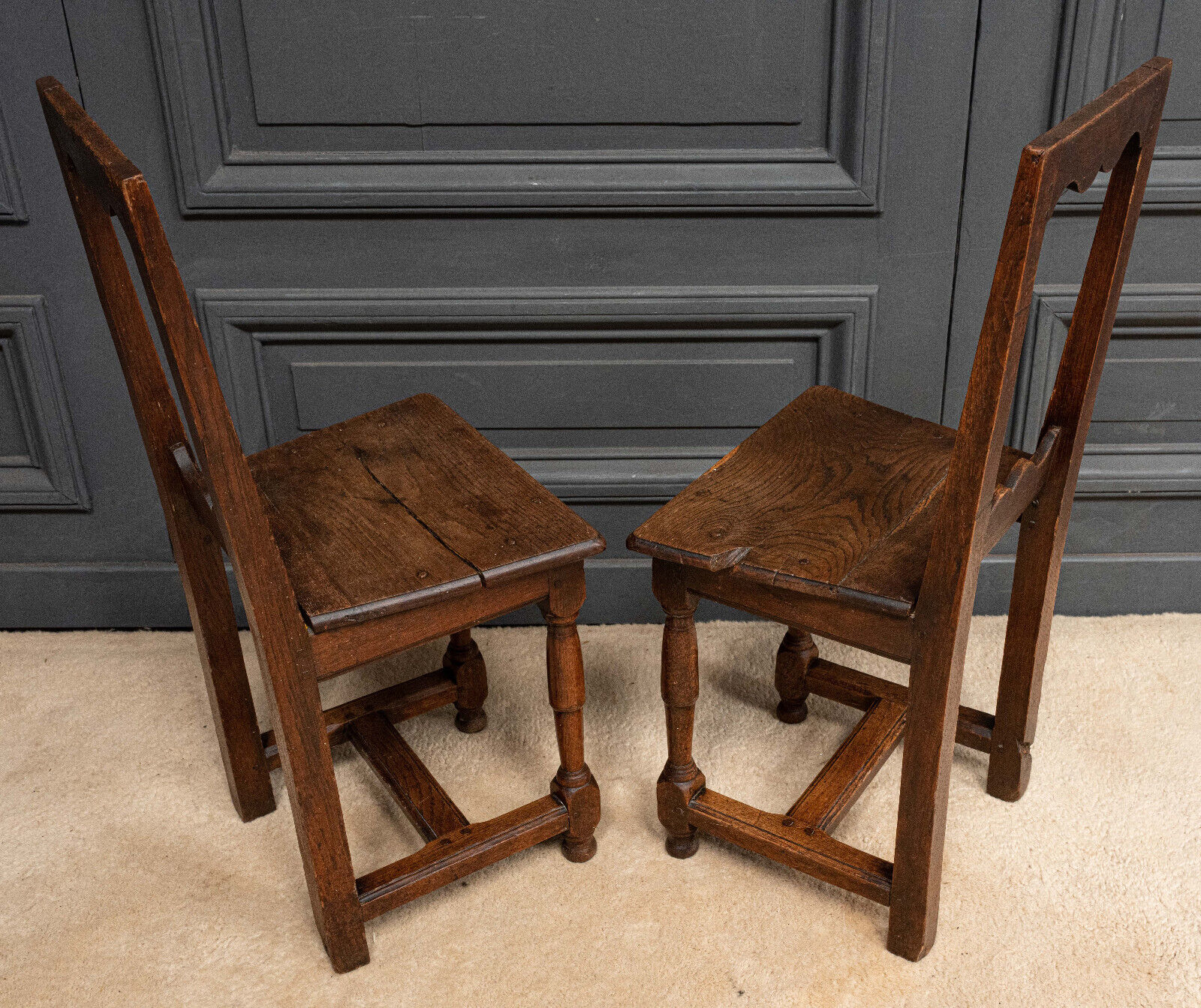 Pair of Lorraine chairs in oak late seventeenth early eighteenth