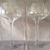 Duo of Vases Giant Cocktail Glasses Tealight Holders Cups on Blown Crystal Stand